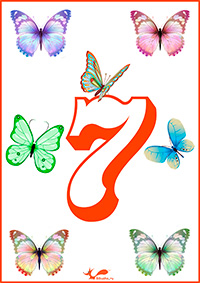 7 бабочек - карточки с числами