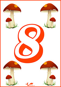 8 грибочков - карточки с числами