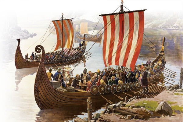 Корабли викингов плывут в Америку
