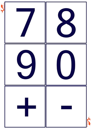 Цифры карточки от 1 до 10 и математические знаки