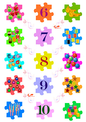 Математические пазлы для детей - Счет от 1 до 10